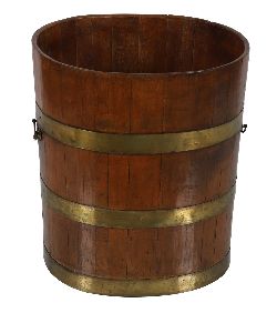 19TH-CENTURY OVAL MAHOGANY BRASS-BOUND OYSTER BUCKET