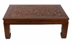 BESPOKE HARDWOOD COFFEE TABLE WITH WOVEN INSET TOP