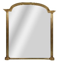 LARGE REGENCY STYLE GILTWOOD ARCH-TOP OVERMANTEL MIRROR