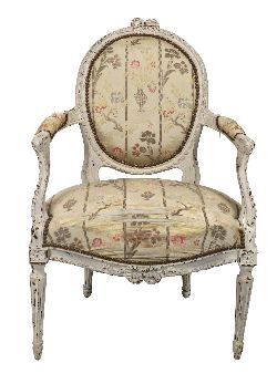 18TH-CENTURY LOUIS XVI PAINTED FAUTEUIL