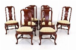 SET OF EIGHT MAHOGANY QUEEN ANNE STYLE CHAIRS
