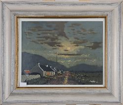 ALEX MCKENNA, MOONLIT ROAD WITH COTTAGES