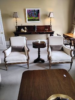 PAIR OF MODERN LOUIS XV STYLE ARMCHAIRS