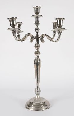 SILVER-PLATED FIVE-BRANCH CANDELABRUM