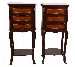 PAIR OF FRENCH AMBOYNA AND CROSSBANDED CHESTS