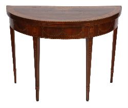 IRISH GEORGE III MAHOGANY, SATINWOOD & MARQUETRY GAMES TABLE, IN THE MANNER OF WILLIAM MOORE, DUBLIN