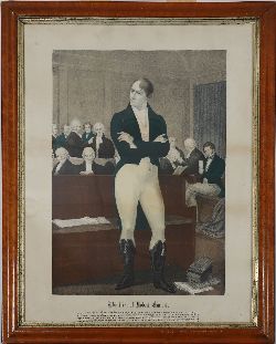 19TH-CENTURY LITHOGRAPH - THE TRIAL OF ROBERT EMMET