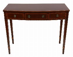19TH-CENTURY MAHOGANY AND BOXWOOD INLAID BOWFRONT SIDE TABLE