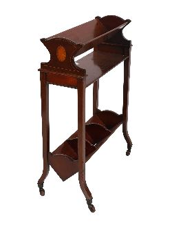 EDWARDIAN MAHOGANY AND SATINWOOD INLAID BOOK TROUGH