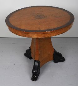 REGENCY AMBOYNA AND CROSSBANDED CENTRE TABLE