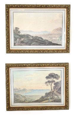 PAIR OF ITALIAN SCENES: "VIEW OF THE BAY OF POZZUOLI" AND "CAPO DI MONTE"