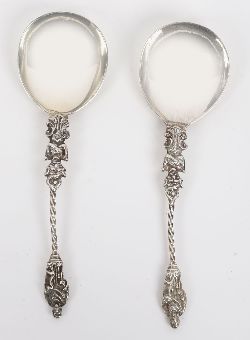PAIR OF ORNATE SILVER APOSTLE SPOONS, SHEFFIELD 1875