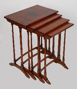 EDWARDIAN SATINWOOD AND PAINTED QUARTETTO TABLES