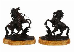 PAIR OF 19TH-CENTURY BRONZES, AFTER GUILLAUME COUSTOU - CHEVAUX DE MARLY