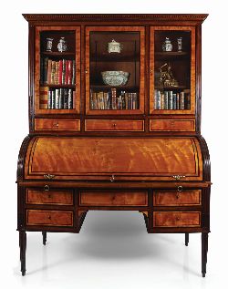 LARGE GEORGE III SATINWOOD CYLINDER BOOKCASE