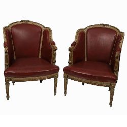PAIR EDWARDIAN HIDE UPHOLSTERED LIBRARY CHAIRS