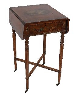 GEORGE III PERIOD SATINWOOD AND PAINTED PEMBROKE TABLE