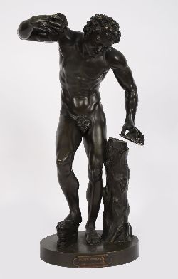 19TH-CENTURY BRONZE "FAUNE CYMBALIER" (VATICAN MUSEE)
