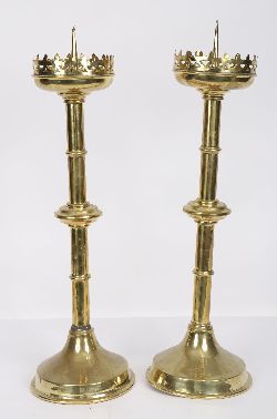 PAIR OF 19TH-CENTURY BRASS CANDLESTICKS
