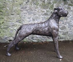 LIFE-SIZE BRONZE SCULPTURE OF AN IRISH WOLFHOUND, SIGNED
