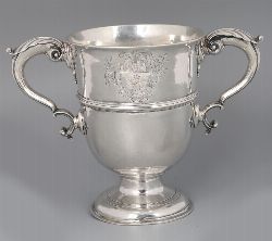 DUBLIN 18TH-CENTURY SILVER TWO-HANDLED LOVING CUP