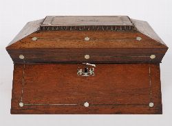 REGENCY ROSEWOOD AND MOTHER -OF-PEARL INLAID BOX