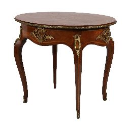 19TH-CENTURY WALNUT AND MARQUETRY ORMOLU-MOUNTED CENTRE TABLE