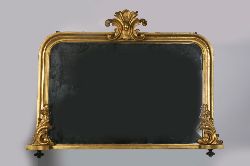 19TH-CENTURY CARVED GILTWOOD OVERMANTLE MIRROR