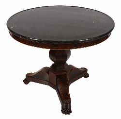 EXCEPTIONAL CHARLES X MAHOGANY AND BOXWOOD INLAID CIRCULAR CENTRE TABLE, C. 1820