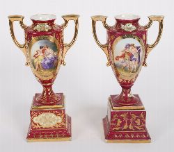 PAIR OF VIENNA PORCELAIN CABINET VASES