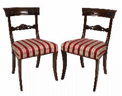 PAIR OF REGENCY MAHOGANY SIDE CHAIRS ON SABRE LEGS