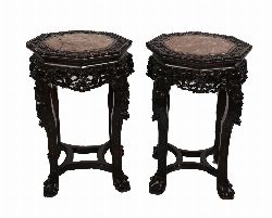 PAIR OF CHINESE QING HARDWOOD PEDESTALS