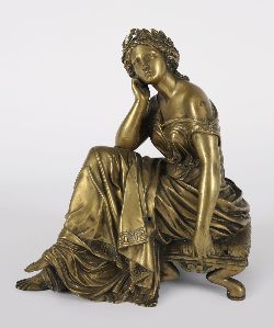 19TH-CENTURY BRONZE FIGURE OF A SEATED CLASSICAL WOMAN