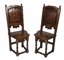 PAIR OF 17TH-CENTURY ITALIAN WALNUT SIDE CHAIRS