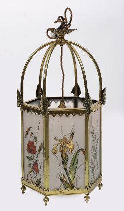 19TH-CENTURY BRASS HALL LANTERN