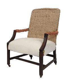 GEORGE III PERIOD MAHOGANY AND 
UPHOLSTERED GAINSBOROUGH CHAIR, CIRCA 1800