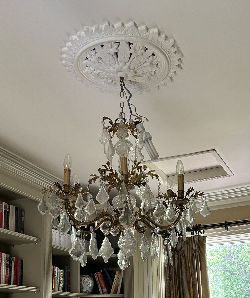 LARGE GILT METAL AND CRYSTAL MULTI-LIGHT CHANDELIER