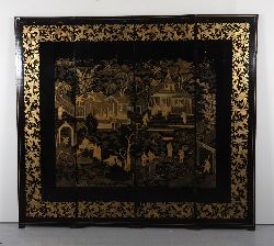 19TH-CENTURY CHINESE QING FOUR-PANEL LACQUERED SCREEN