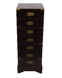 CAMPAIGN STYLE MAHOGANY AND BRASS-BOUND CHEST