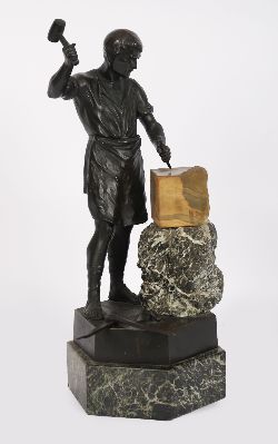 19TH-CENTURY BRONZE FIGURE OF A SCULPTOR