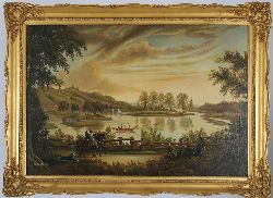 PHILIP BURTON, HORSE AND CARRIAGE BY THE LAKE