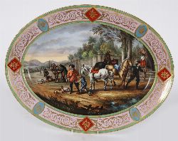 SEVRES PORCELAIN CHARGER WITH EQUESTRIAN SCENE