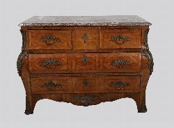 18TH-CENTURY FRENCH KINGWOOD AND MARBLE-TOPPED COMMODE