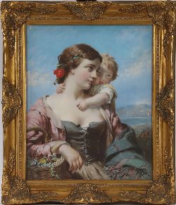 GILT-FRAMED PRINT OF MOTHER AND CHILD
