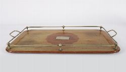 MAHOGANY TRAY WITH SILVER-PLATED GALLERY