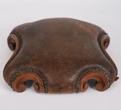 VICTORIAN MAHOGANY AND LEATHER FOOTSTOOL