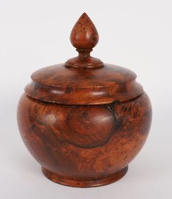 TURNED YEW WOOD COVERED BOWL