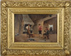 T. DE NINVILLE FRENCH MUSKETEERS, OIL ON PANEL