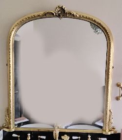 LARGE 19TH-CENTURY GILTWOOD OVERMANTEL MIRROR