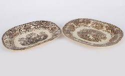 PAIR OF 19TH-CENTURY BROWN CERAMIC TURKEY PLATTERS